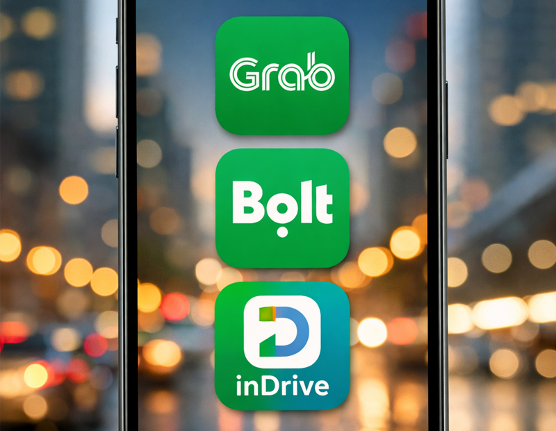 Using taxi apps in Thailand: booking a ride in Bangkok with Grab, Bolt, or inDrive