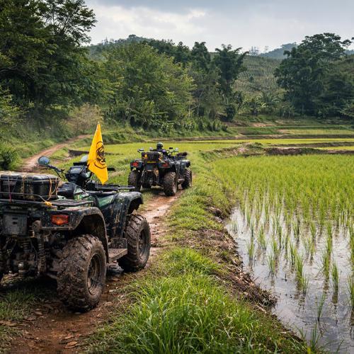 ATV riding in Chiang Rai jungle trail Thailand