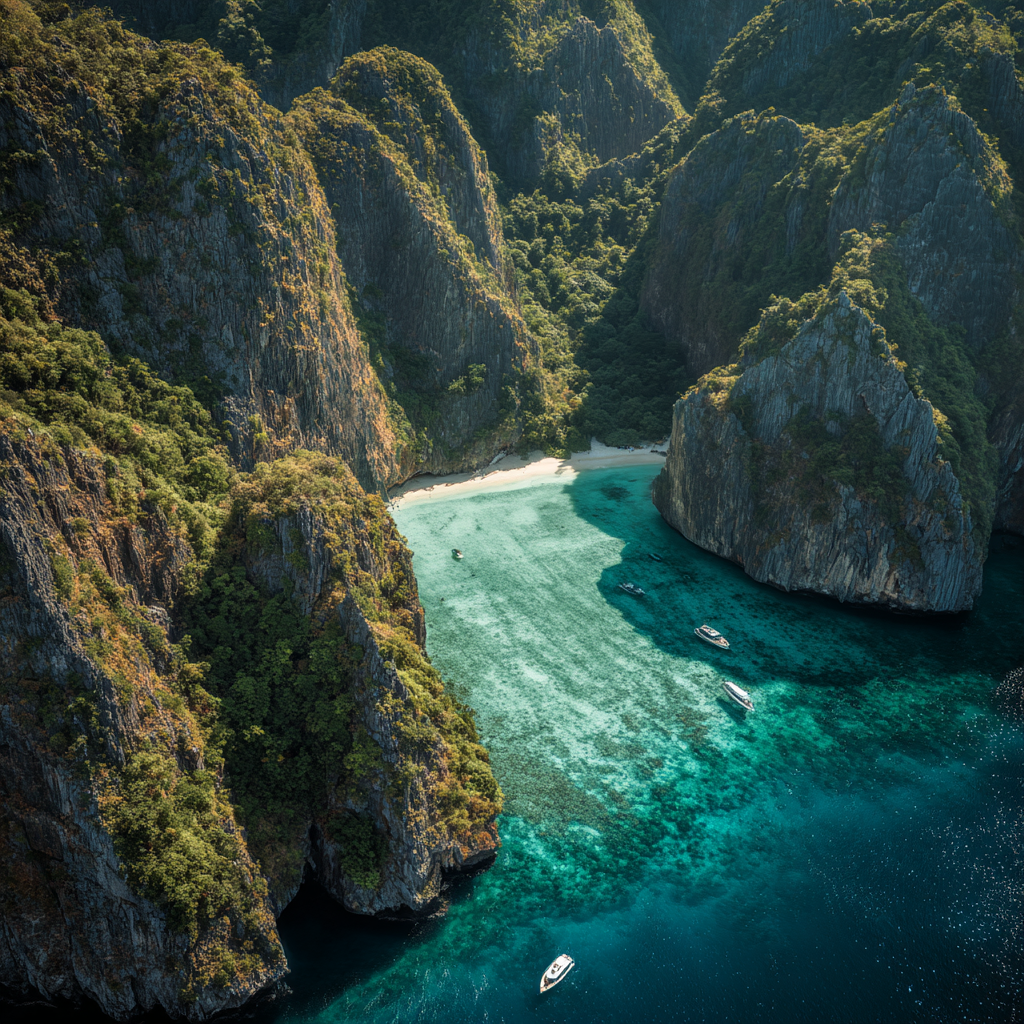 Maya Bay on Phi Phi Leh island in Thailand